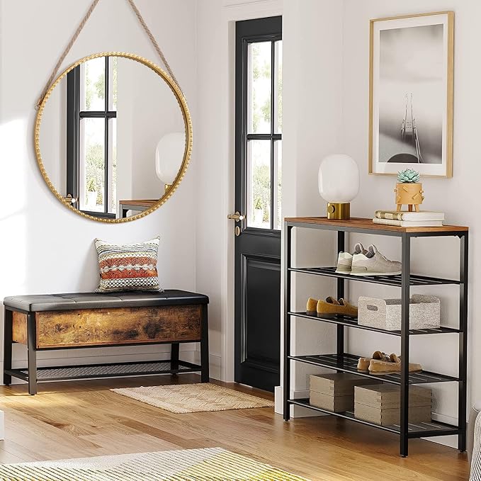 Circle Hanging Mirror Metal Framed Modern Wall Decorative Round Mirrors with Beaded for Bathroom Living Room Office Gold 28"
