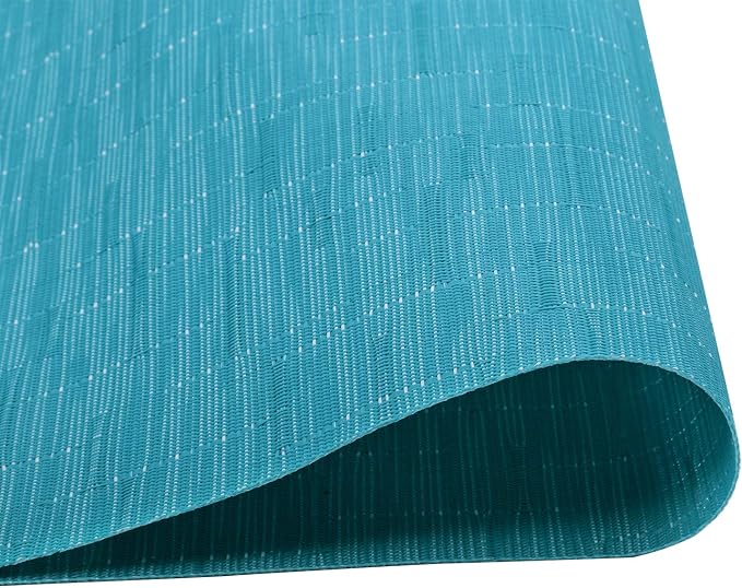 SHACOS Woven Vinyl Table Runner Indoor Outdoor 12x71 inch Kitchen Dining Table Runners Wipe Clean Washable PVC Table Runner, Teal Blue