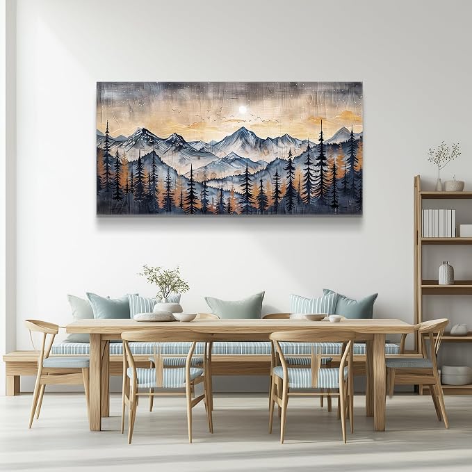 QIYILEXWART Large Wall Decor For Living Room Canvas Wall Art For Office Modern Wall Decorations For Bedroom Mountain Landscape Painting Abstract Pictures Artwork Room Home Decor 24x48 In
