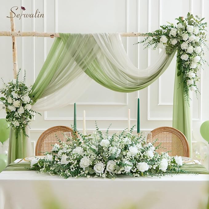 Serwalin 240 Pcs Mixed Eucalyptus Greenery Stems, White Roses, Babys Breath | Greenery for Centerpieces, Faux Eucalyptus Stems for DIY Wedding Bouquets, Floral Arrangement, Vase and Home Decor