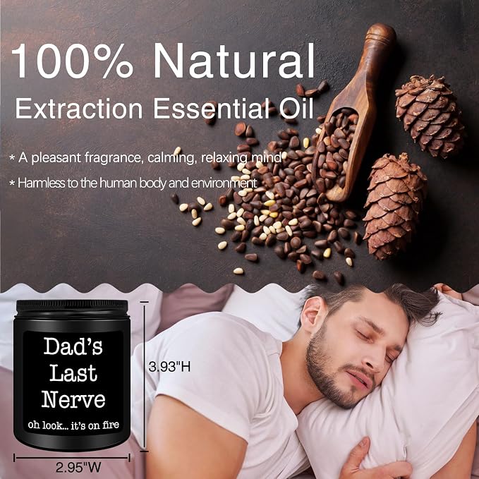 Homsolver Dad Gifts from Daughter Son, Gift for Dad Who Wants Nothing, Birthday Fathers Day Christmas for Stepdad Adoptive Father, Dad's Last Nerve Sandalwood Scented Candle