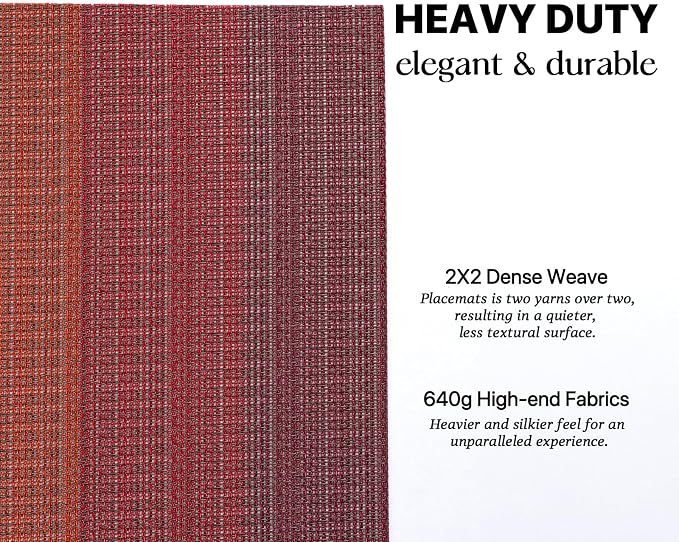 LEXMORE Placemats Set of 8 Vinyl/Plastic Woven Place Mats for Kitchen Table Indoor/Outdoor Washable Placemat Wipeable Dining Table Mats(Pomegranate Parade)