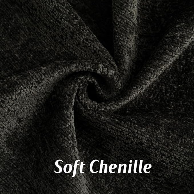 FUTEI Pack of 2 Chenille Soft Throw Pillow Covers 16x16 Inch, Black