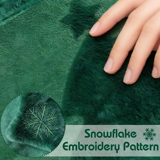 ONFAON Christmas Decorations - Christmas Pillow Covers 18x18 Inch Set of 2,Embroidered Xmas Tree Soft Plush Faux Fur Wool Throw Pillows Winter Holiday Decor for Sofa Living Room, Green