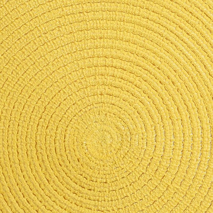 SHACOS Round Braided Placemats Set of 8 Washable Table Mats 15 inch Round Placemat Cotton Polyester Circle Placemat for Dining Table (Yellow, 8)