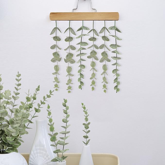 Tiyard 18pcs Eucalyptus Stems Artificial Eucalyptus Leaves Stems | Artificial Fake flowers for Home Office Flowers Bouquet Centerpiece Wedding Decoration Christmas Decor