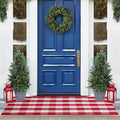 Christmas Buffalo Plaid Rug 3 x 5 Ft, Red White Indoor Outdoor Rug | Cotton Blend, Hand-Woven Look, Machine Washable, Layering Rug, Porch Entryway Decor