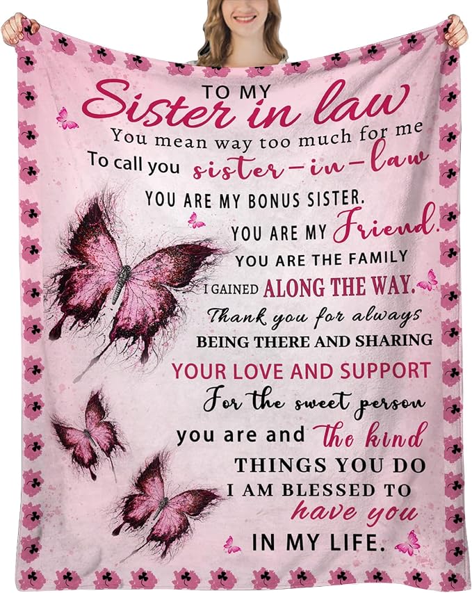 Sister in Law Gifts for Christmas, Sister in Law Birthday Gifts, Mothers Day for Sisters Inlaw Blanket, 80"x60"
