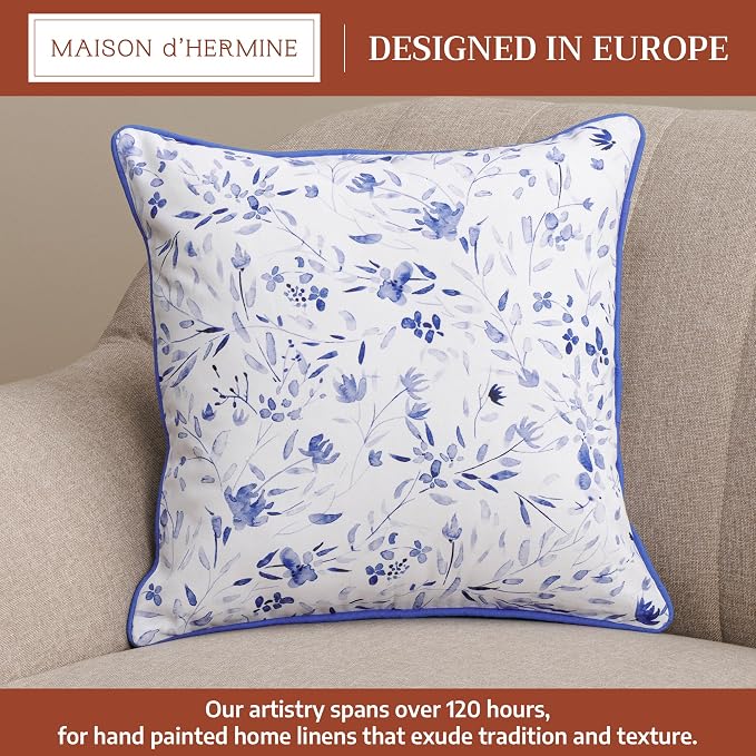 Maison d' Hermine Throw Pillow Covers 100% Cotton (18" x 18" - Pack of 1)