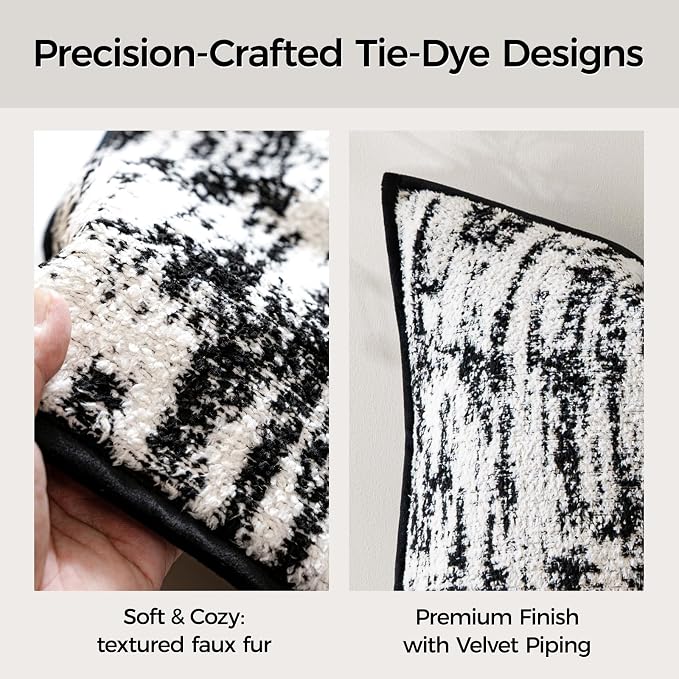 Tie-Dye Textured Lumbar Pillow Covers 20x12 Inch Set of 2 Boho