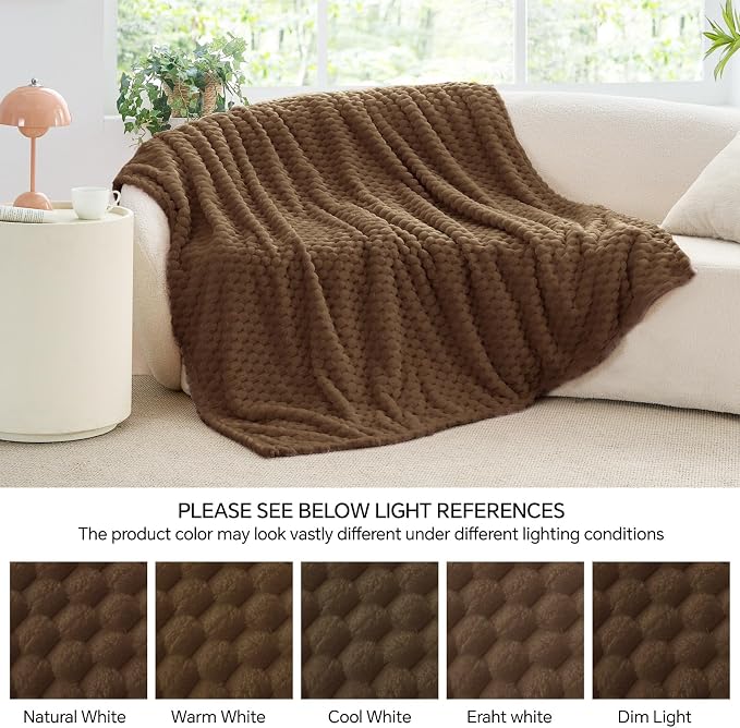 BEDELITE Brown Throw Blanket for Couch, Soft Cozy Gifts for Women, 50 * 60 | 3D Jacquard Decorative Fleece Blanket, Super Soft Plush Throws, Cute Birthday Gift for Women & Men, Suitable for All Seasons