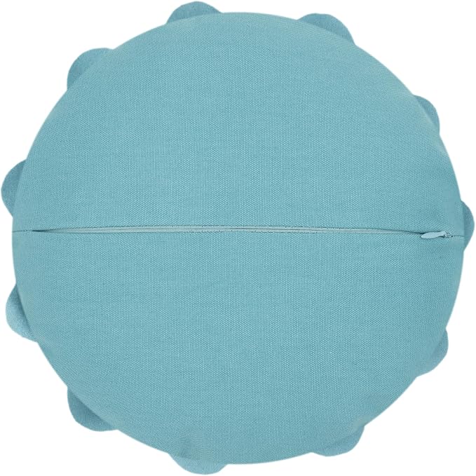JWH Handmade Flower Pillow Cover Decorative Floral Pillow Case Round Cushion Summer Pillowcase for Home Bed Couch 14x14 Inches Teal Blue