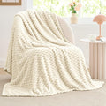 BEDELITE Cream Throw Blanket for Couch, Soft Cozy Gifts for Women, 50 * 60 | 3D Jacquard Decorative Fleece Blanket, Super Soft Plush Throws, Cute Birthday Gift for Women & Men, Suitable for All Seasons