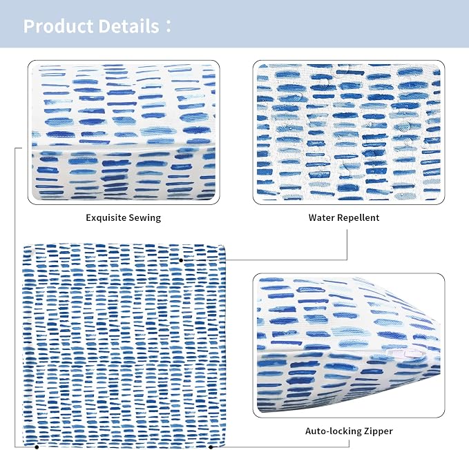 Outdoor Throw Pillow Covers 16x16 Inch, Square Patio Pillow Cases Pack of 2, Modern Decorative Back Cushion Covers for Patio Furniture Garden Couch Farmhouse, Pebble Blue