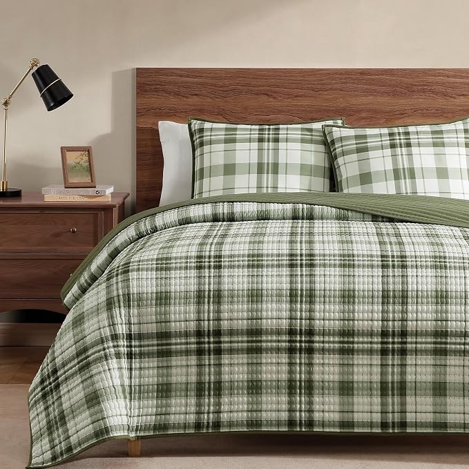Queen Quilt-Lightweight Bedspread Plaid Quilt Queen Size Quilt Bedding Set | Reversible Lightweight Bedspreads Coverlet for All Seasons, Suitable for Bed, Couch, 3 Pieces, 90"x94"