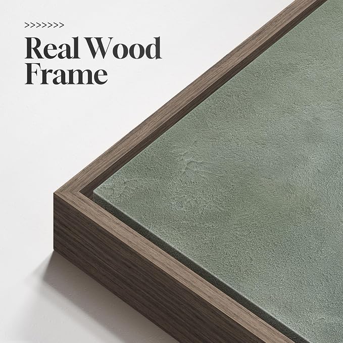 Large Framed Green Abstract Wall Art Set of 2, Modern Sage Green Canvas Prints Paintings Artwork for Walls, Minimalist Pictures for Living Room Dining Room Bedroom Office Wall Decor 24x36 In