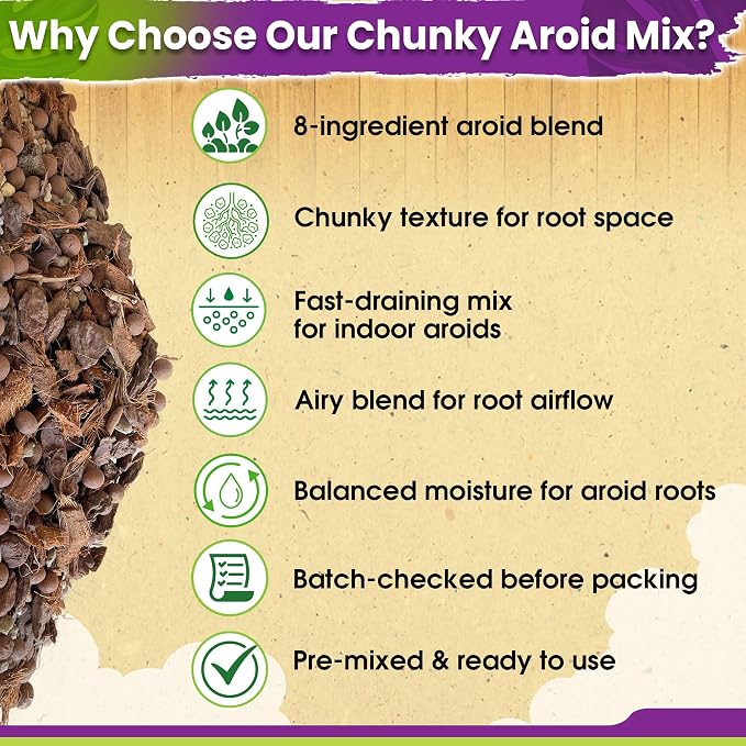 DUSPRO 8-in-1 Aroid Potting Mix, Pre-Mixed Chunky Soil, Airy Blend, 4 QT