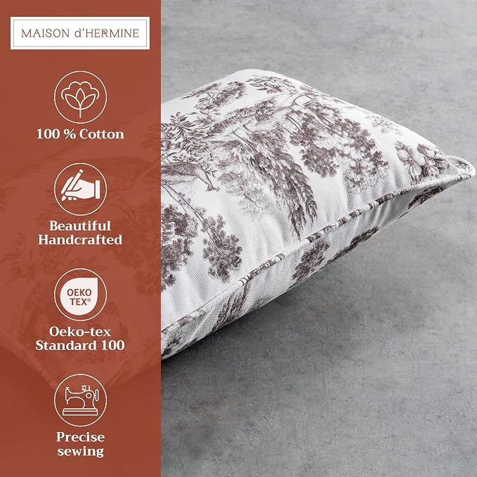 Maison d' Hermine Throw Pillow Covers 100% Cotton (12" x 20" - Pack of 1)