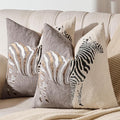 AmHoo Set of 2 Throw Pillow Covers Zebra Chenille Patchwork Decorative Pillows Cover Pillowcase for Sofa Couch Bed 18 x 18-Inch Nougat
