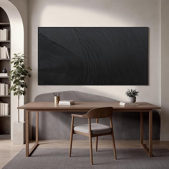 Large Black Abstract Wall Art Modern Hand-Drawn Canvas Wall Art Decor For Living Room Line Texture Abstract Wall Decor Artwork For Walls Pictures For Bedroom Office Study Aesthetic Home Wall Decoration 35"×70"