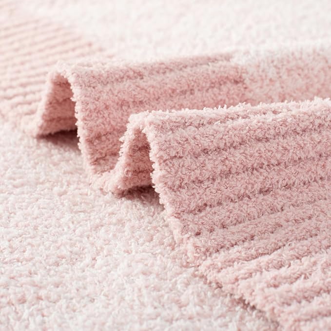 Carriediosa Heather Throw Blanket 60x80, 400GSM Ultra Soft Microfiber | Dusty Pink, Fuzzy Fluffy Cozy Plush Knit Knitted Throws, Lightweight Cute Preppy Fall Blankets for Couch, Bed