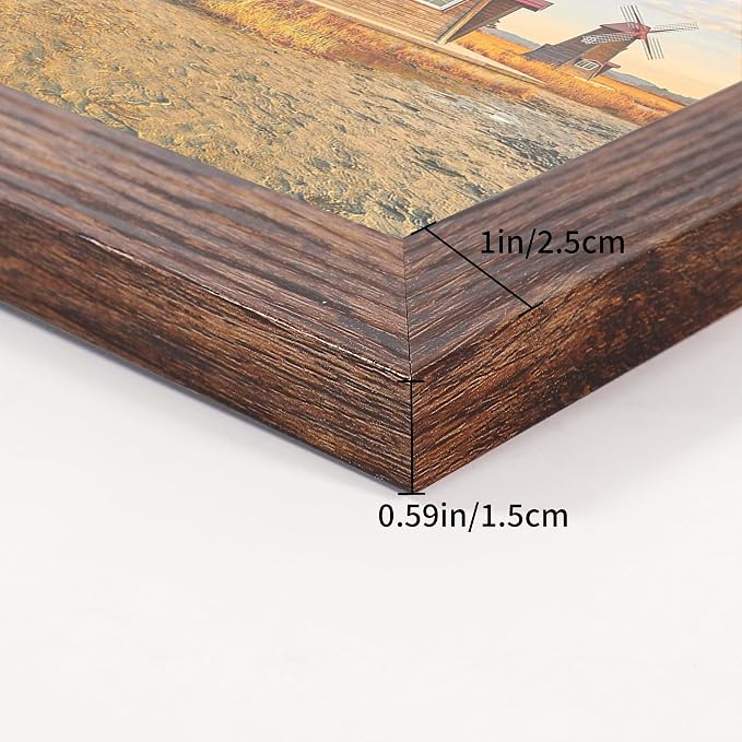 4x6 Collage Picture Frames Set of 2, Rustic Wooden Real Glass Vertical Hanging 3 Opening 4 by 6 Photo Frame, Distressed Brown