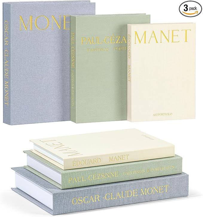 Set of 3 Decorative Books for Home Decor, Linen Faux Books for Coffee Table, Bookshelf or Mantel, Aesthetic Fake Book Storage Boxes with Magnetic Snap for Photo Organization & Keepsakes Box