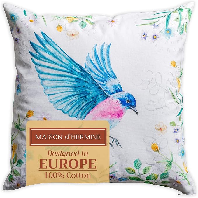 Maison d' Hermine Throw Pillow Covers 100% Cotton (20" x 20" - Pack of 1)