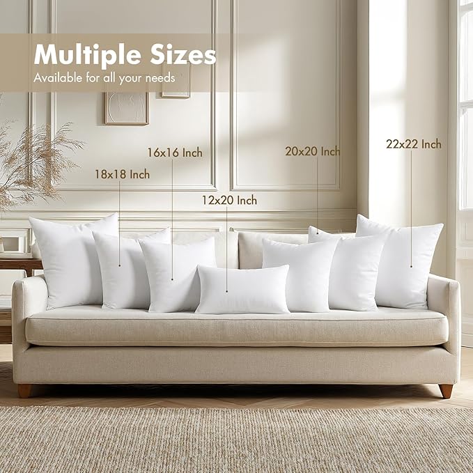 MIULEE 26x26 Euro Pillow Inserts 4 Pack, 100% Virgin Filling Throw Pillows | Decorative Pillows for Sofa Bed Couch, Firm and Full Pillows, Excellent Support, Soft Brushed Fabric