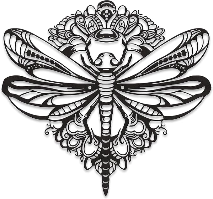 Rajukit Floral Dragonfly Metal Wall Art for Patio Garden | Elegant indoor outdoor decor weather resistant accent details perfect for patio garden living room premium dragonfly hanging