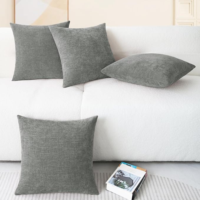 CaliTime Decorative Couch Throw Pillow Covers 18 X 18 Inches Medium Grey