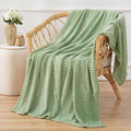 Puncuntex Fleece Throw Blanket Sage Green 50"×60" with Square Grid Design | Super Soft Plush Cozy Flannel Throw Blanket Luxury for Couch Sofa Chair