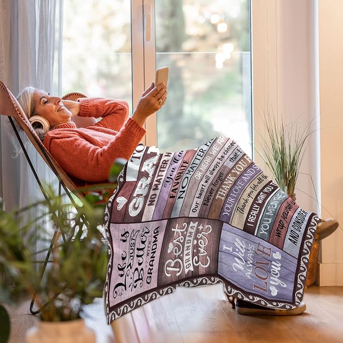 Grandma Gifts, Best Grandma Birthday Gifts, Great Gift for Grandmas from Granddaughter, Happy Mothers Day for Grandmas Throw Blanket 80"x60"