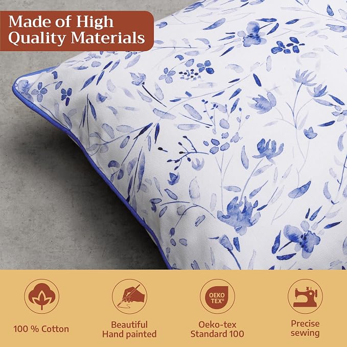 Maison d' Hermine Throw Pillow Covers 100% Cotton (18" x 18" - Pack of 1)
