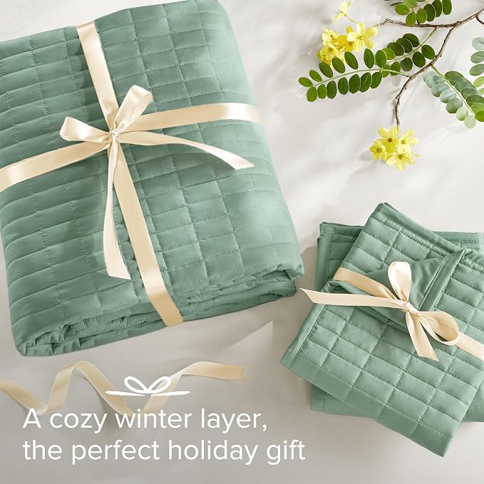 Comfort Spaces Kienna King Quilt Bedding Set 3 Piece, 104"x90" Sage Green | Soft Cozy Lightweight Summer Coverlet Cal King, Quilted Bedspreads Extra Layer, Modern Casual Bedroom Decor, OEKO-TEX