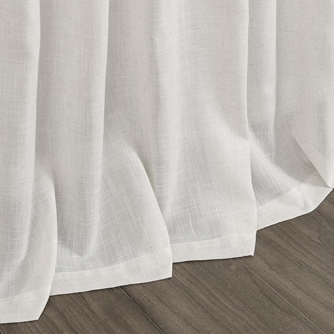 Natural Linen Curtains 120 Inches Long for Living Room Light Filtering Sheer Curtains Back Tab and Rod Pocket Farmhouse Floor to Ceiling Curtain for Bedroom High Window 52x120, 2 Panels