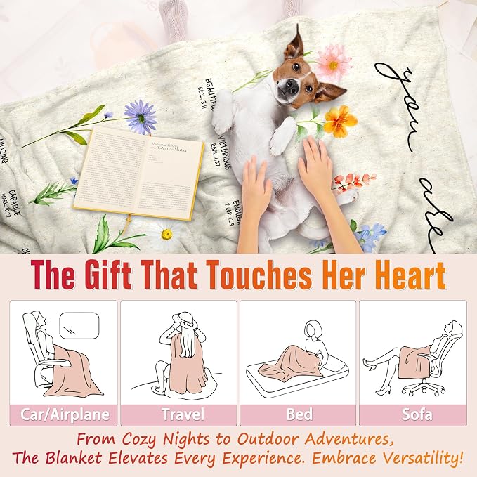Christian Gifts for Women, Cozy Inspirational Soft Throw Blankets, Perfect Birthday & Religious Gifts for Sister, Friend, Daughter, Mom