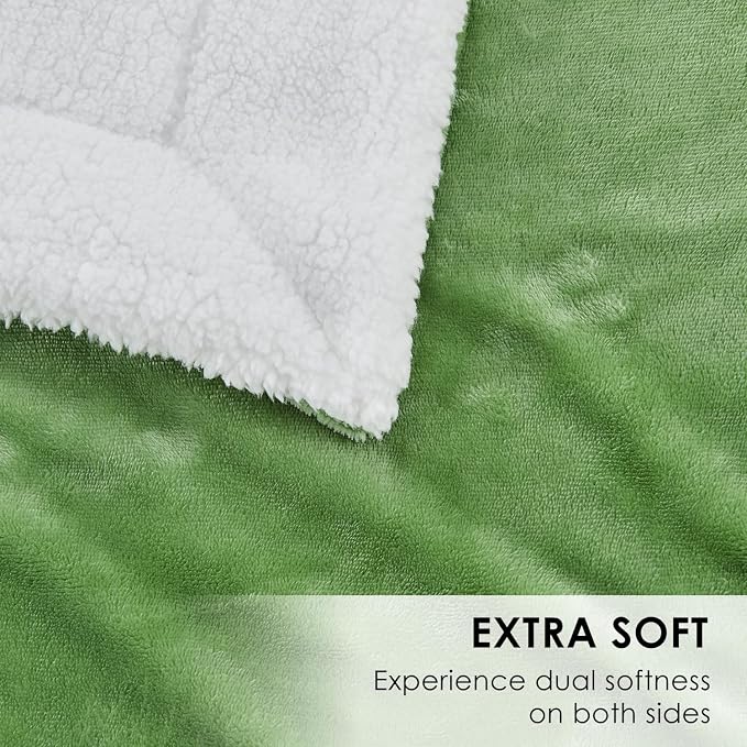 SOCHOW Sherpa Fleece Throw Blanket, Sage Green, 50x60 inches | Double-Sided Super Soft Luxurious Plush Blanket Throw Size