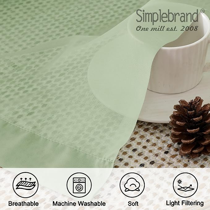 Simplebrand Rod Pocket Top Solid Voile Sheer Curtains for Bedroom, 54 Inch Length Drapes Set of 2, Lightweight and Light Filtering Elegant Curtains Panels Window Treatment, 42W×54L, Light Green