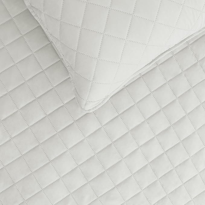 Easy-Going Reversible Quilt Set Twin, Bedspread with 1 Shams, Ivory/Ivory | Machine Washable Lightweight Bed Comforter, 1 Quilt + 1 Pillow Shams, All Season Bed Coverlets for Bedroom