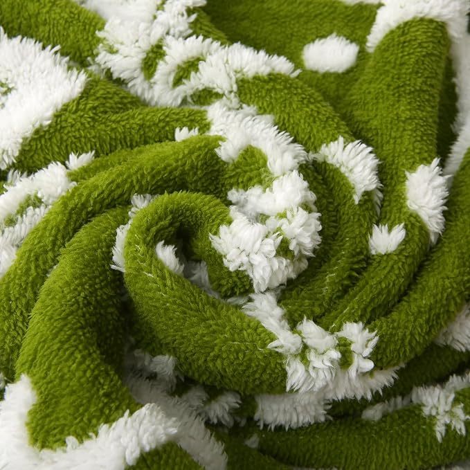 Christmas Green Knitted Sherpa Throw Blanket for Couch Bed Sofa 60"x80" | Ultra-Plush Comfort Decorative, Soft, Colorful Home, Couch, Outdoor, Travel Use Gift Choice Machine Wash