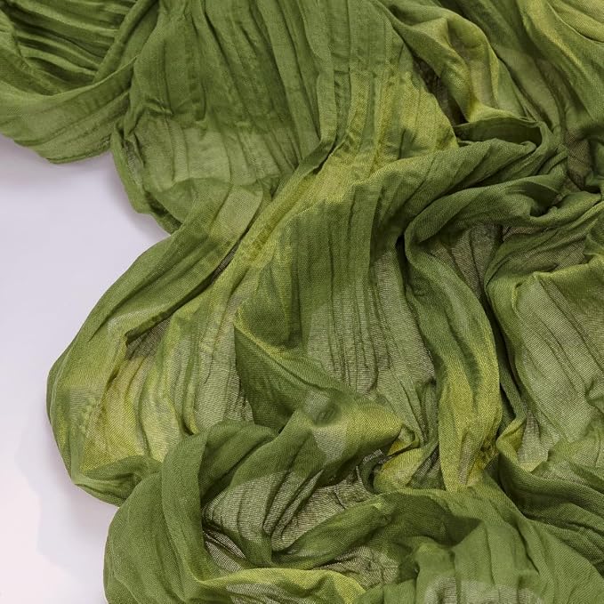 Cheesecloth Table Runner Fall Boho Wedding Birthday Party Home Decor | Moss Green Rustic Gauze 10FT 120in Cheese Cloth Sheer Farmhouse Dining Runner for Baby Shower Bridal Holiday Decorations