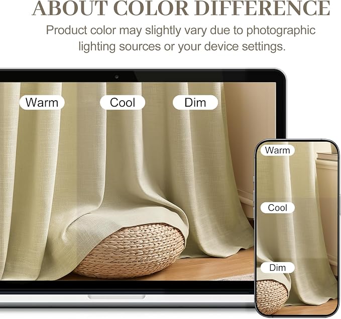 Pinch Pleated Linen Curtains 84 Inches Long 2 Panels for Living Room, Linen | Light Filtering, Bedroom, Semi Sheer, Pinch Pleat, Linen Blend, Hook Rings, Memory Shape, Cottage Core, W40xL84, 2 Panels