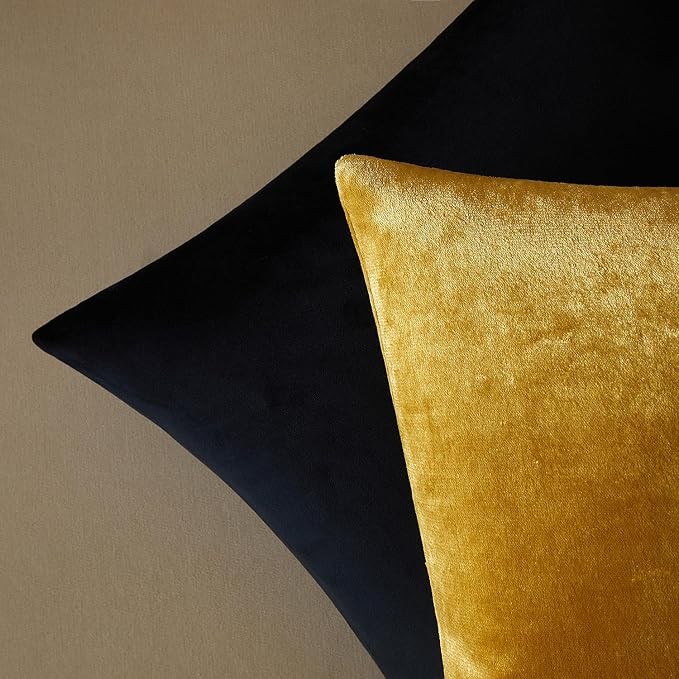 JUSPURBET 16x24 Lumbar Velvet Throw Pillow Covers Set of 2,Golden