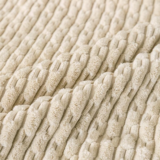 Set of 4 Beige Decorative Throw Pillow Covers 16x16 Inch Corduroy Pillow Covers for Bed Couch Sofa Living Room Soft Square Cushion Cases