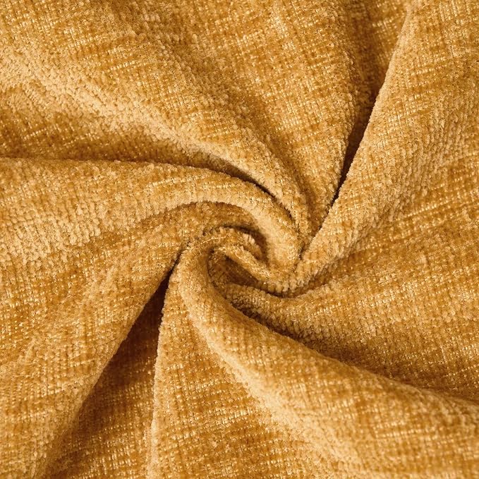 JUSPURBET 18x18 Chenille Decorative Throw Pillow Covers Set of 2,Gold | Cozy Soft Cushion Covers Case with Hidden Zipper for Couch Sofa Bed Home Decor Living Room