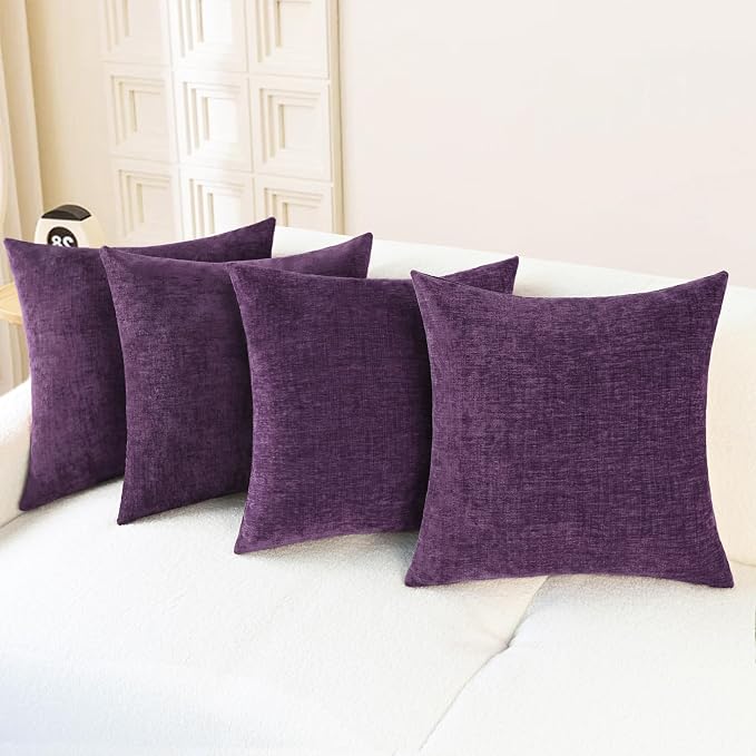 CaliTime Decorative Couch Throw Pillow Covers 18 X 18 Inches Plum Purple