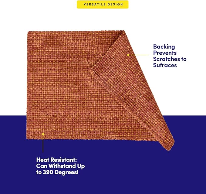 Sweet Home Collection 100% Cotton Placemats for Dining Room Rectangle Two Tone Woven Fabric 13" x 19" Soft Durable Table Mat Set, Set of 4, Rust