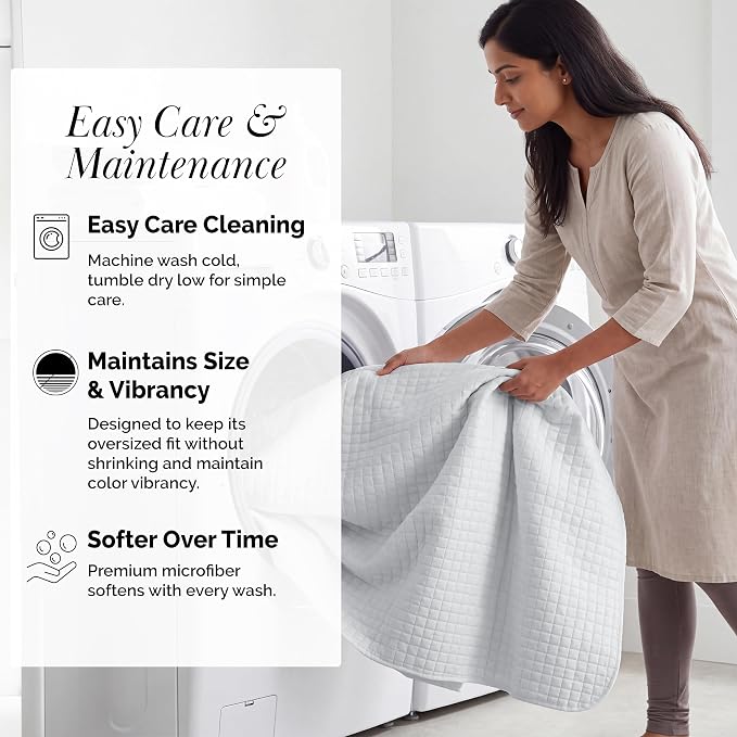 Southshore Fine Living, Inc. Oversized King Quilt Bedding Set with Shams, Lightweight White Coverlet Quilt King Size Bedspread, Luxury Bedding, Bed Spread for California Kings Mattress, White Quilts