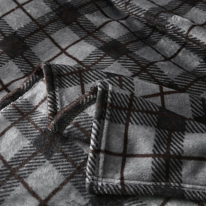 MERRYLIFE Black Plaid Flannel Throw Blanket for Couch Bed Sofa 50" 60" | Grid Pattern, Ultra-Plush Soft, Decorative Colorful Travel Blanket, farmhouse, Machine Wash, Gift Choice